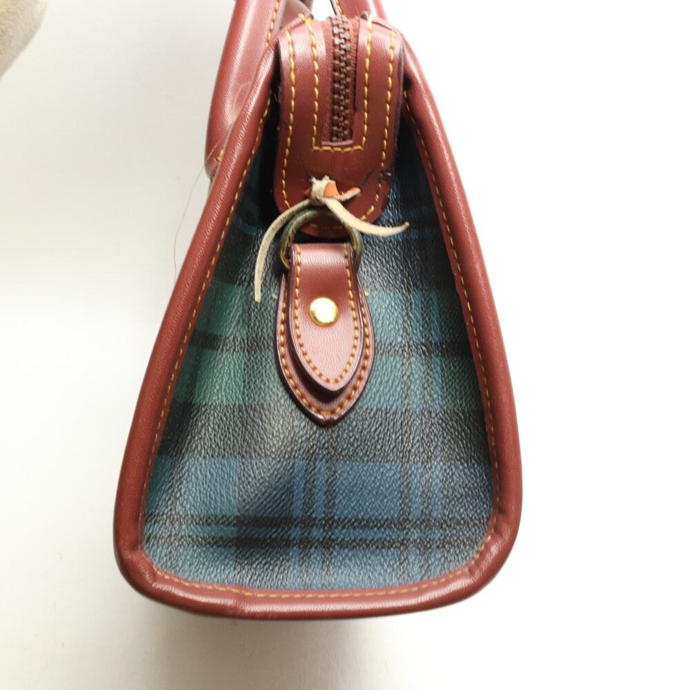 Vintage Polo Ralph Lauren Plaid Boston Bag Satchel Leather Trim Top Handles - Picture 3 of 16